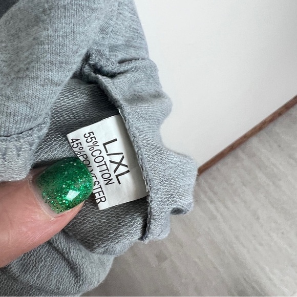 Sweatshirt sport top short sleeve crewneck black white grey large - Picture 6 of 6